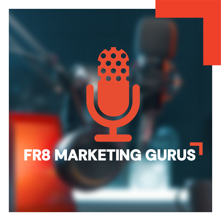 freight marketing gurus logo over podcasting background